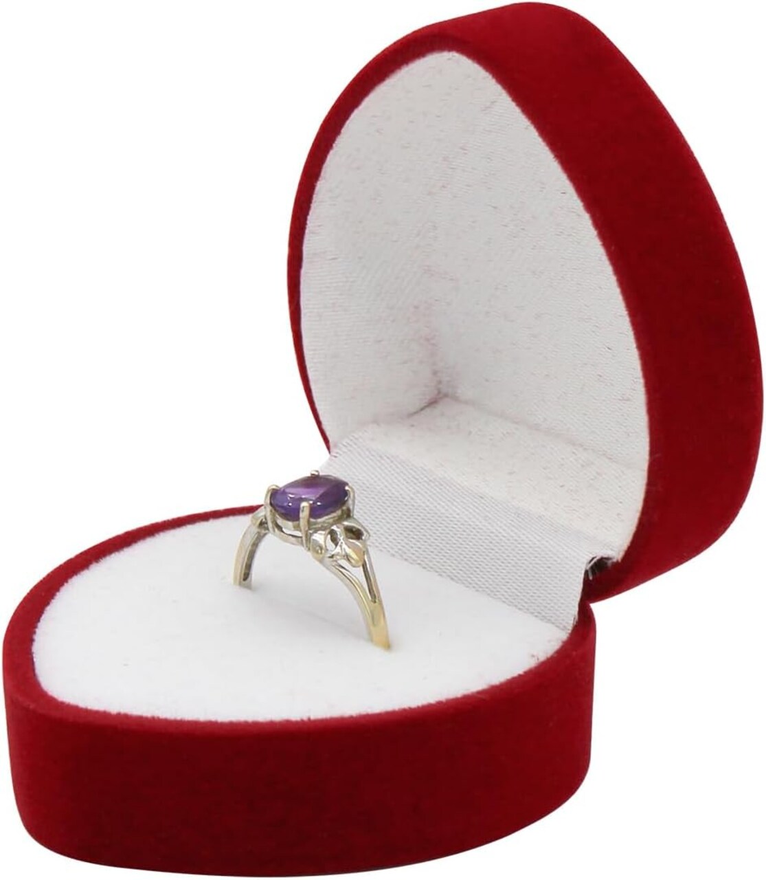 Ring Box, Velvet Ring Storage Box Exquisite Ring Jewelry Box with Heart Shaped, Single-seat Ring Gift Box for Proposals, Engagements, Weddings (red)